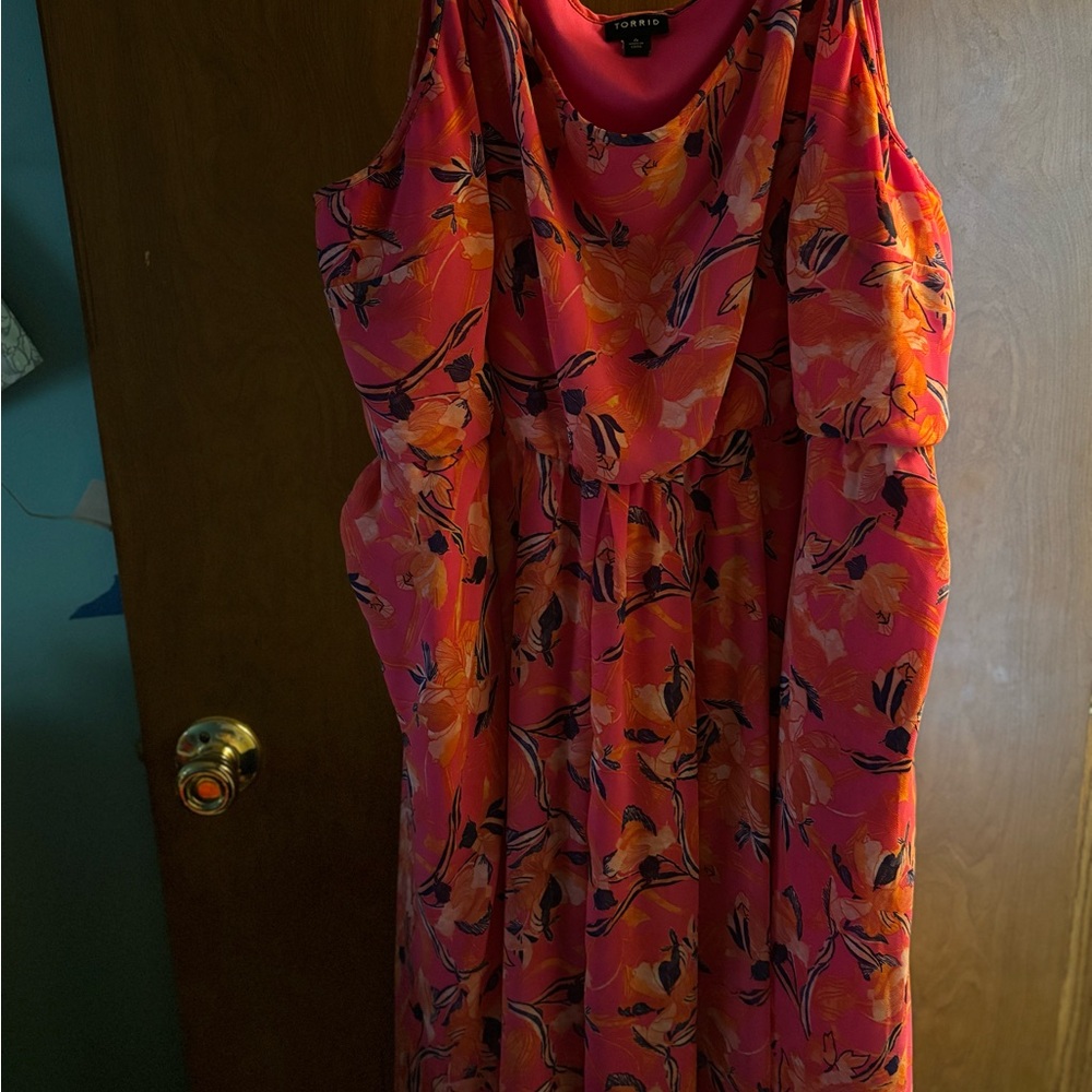 Torrid Pink Floral Sleeveless Sundress
